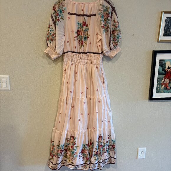Anthropologie The Somerset Maxi Dress Puff-Sleeve Edition Pink Flowers - Sz M - Picture 4 of 5